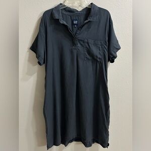 GAP Shirt Dress XXL Gray Poplin Lyocell Casual Minimalist Everyday Wear Capsule